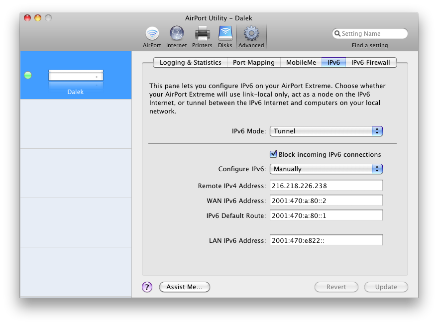 Screenshot of AirPort Utility